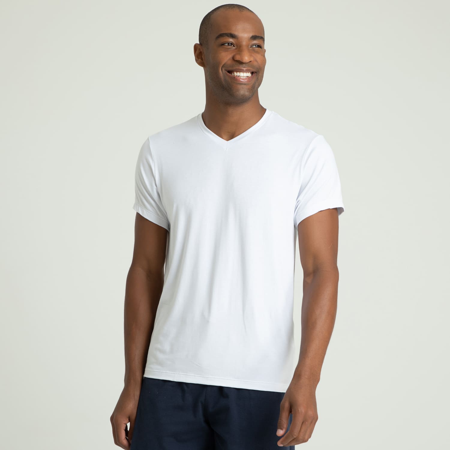 Camiseta Viscolycra Gola V - Branco - P