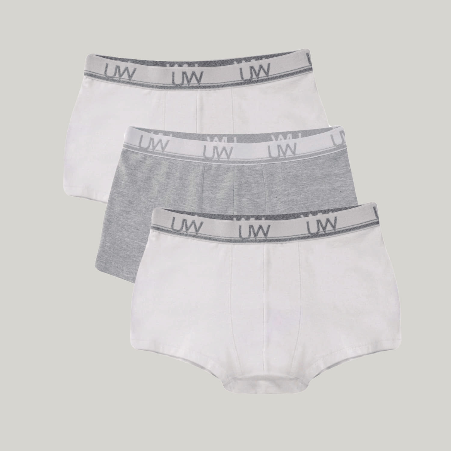 Kit Cueca Boxer Infantil Algodão Cool - Branco/Mescla - M