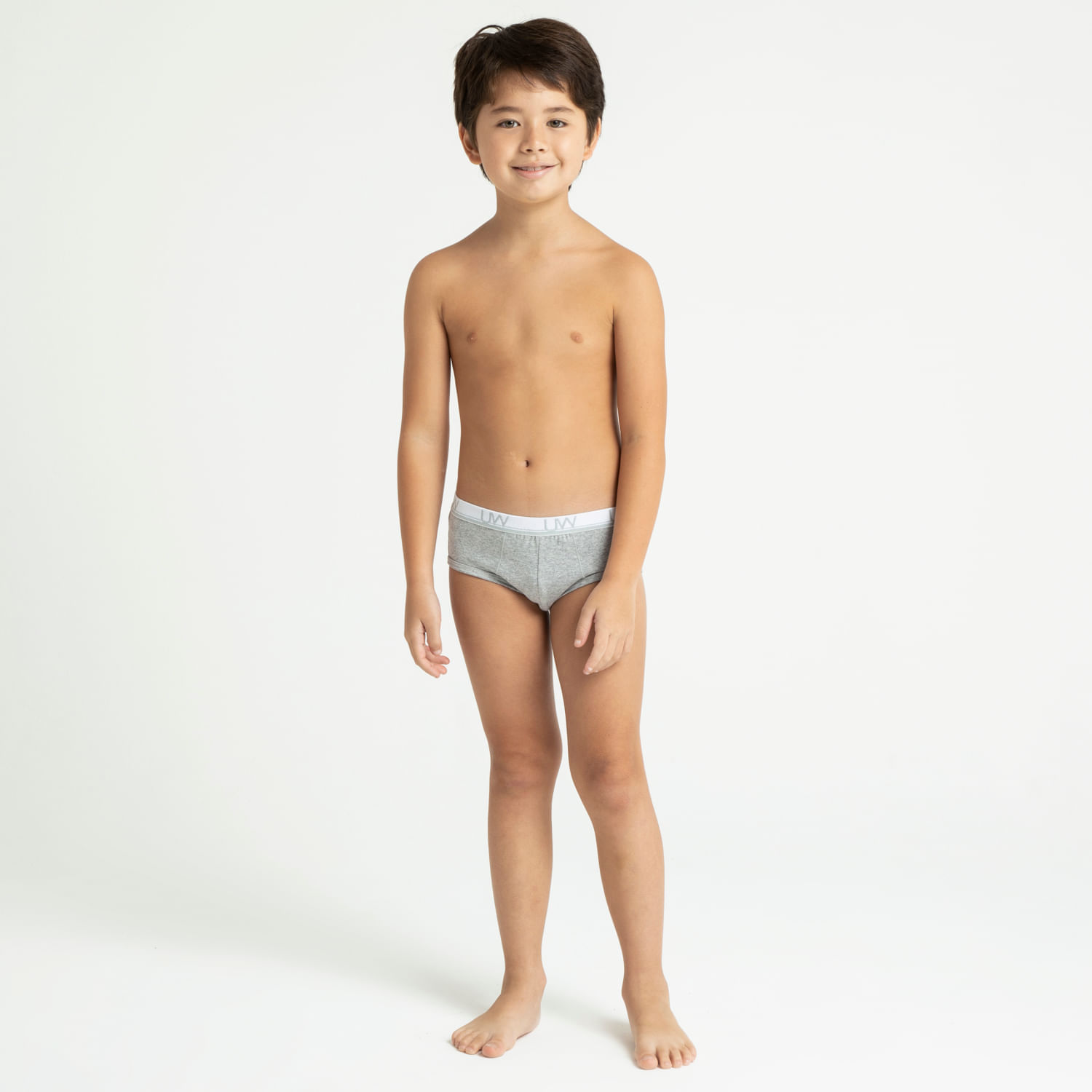 Kit 3 Cuecas Slip Infantil Algodão Cool - Branco/Mescla - GG