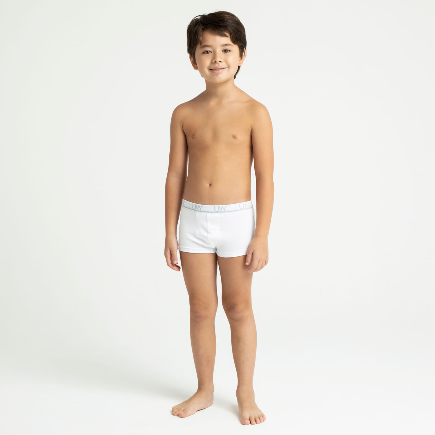 Kit Cueca Boxer Infantil Algodão Cool - Branco/Mescla - M