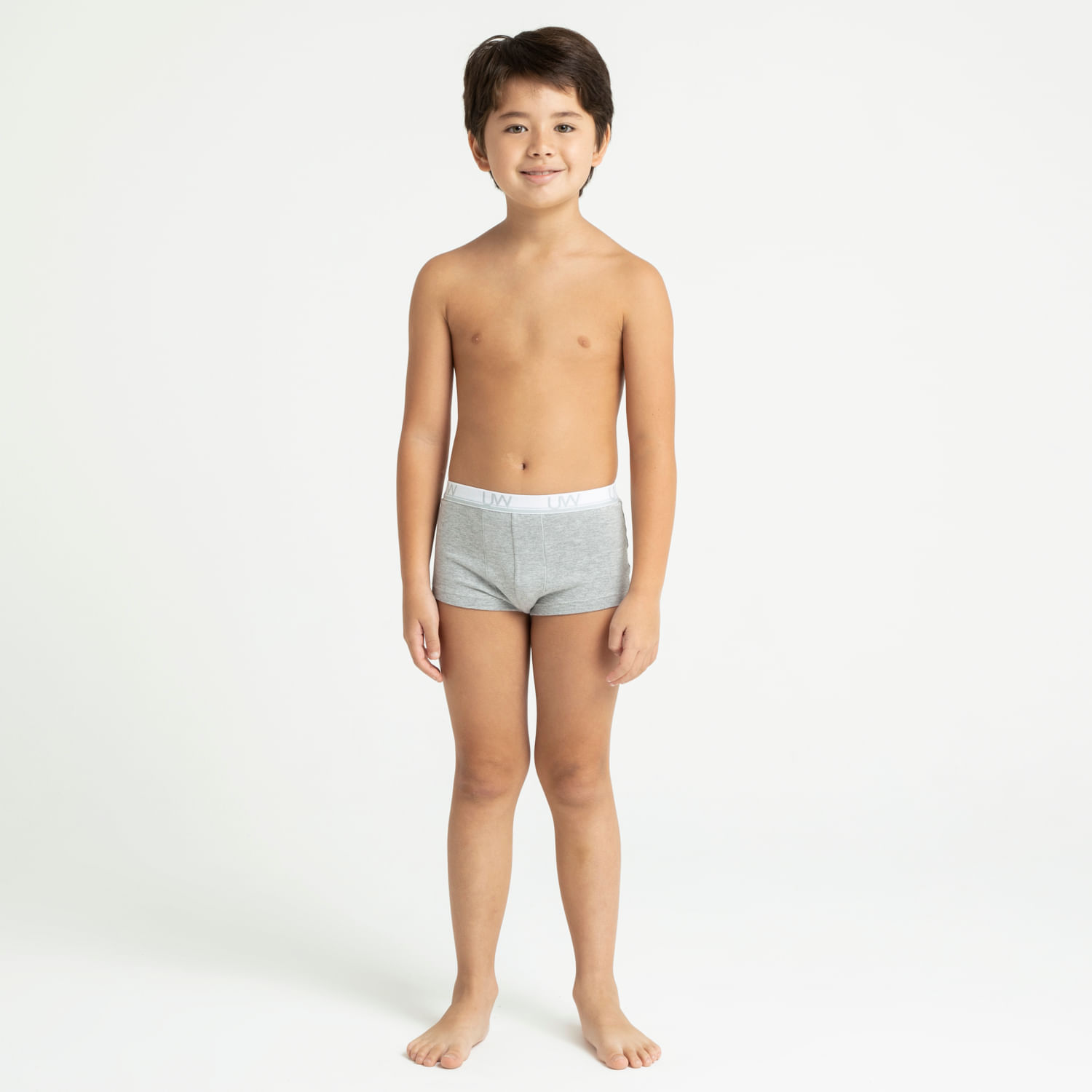 Kit Cueca Boxer Infantil Algodão Cool - Branco/Mescla - M