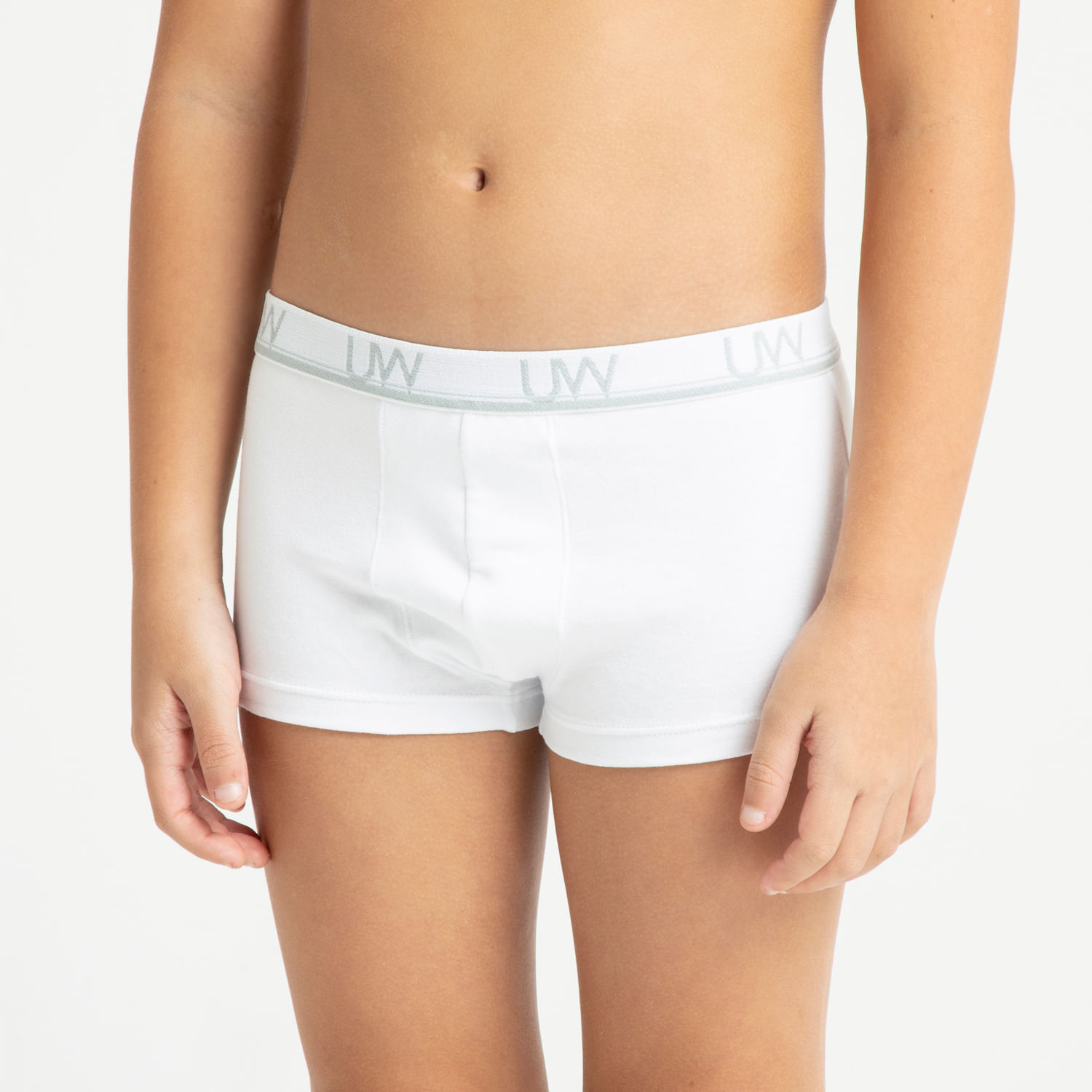 Kit Cueca Boxer Infantil Algodão Cool - Branco/Mescla - M