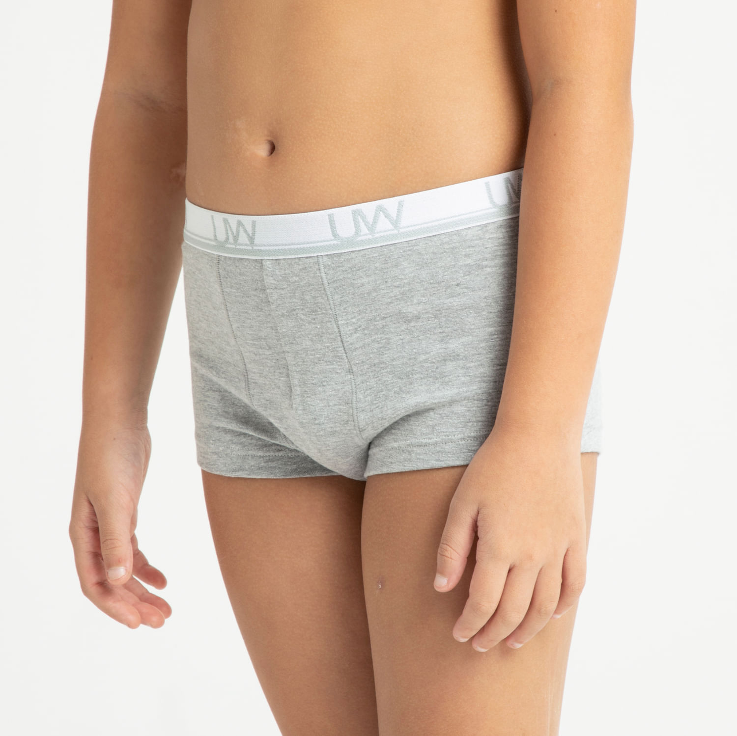 Kit Cueca Boxer Infantil Algodão Cool - Branco/Mescla - M