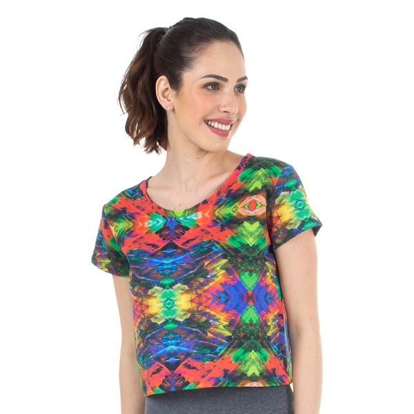 Top Cropped Estampa Multicolorido Indios Indios - M