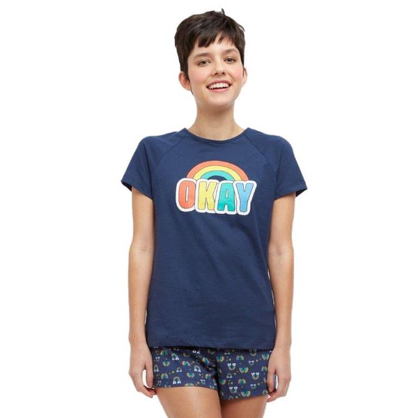 Pijama Rainbow ""okay"" Marinho Marinho - G
