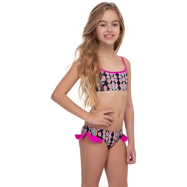 Conjunto de Biquíni Top e Calcinha Com Babado Infantil Boho Boho - 10