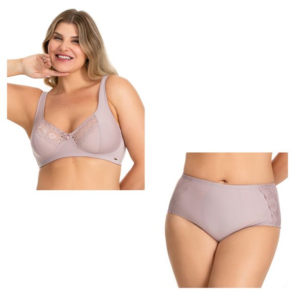 Kit Sutiã Sustentação e Calcinha Cinta Plus Power Renda Mate 44