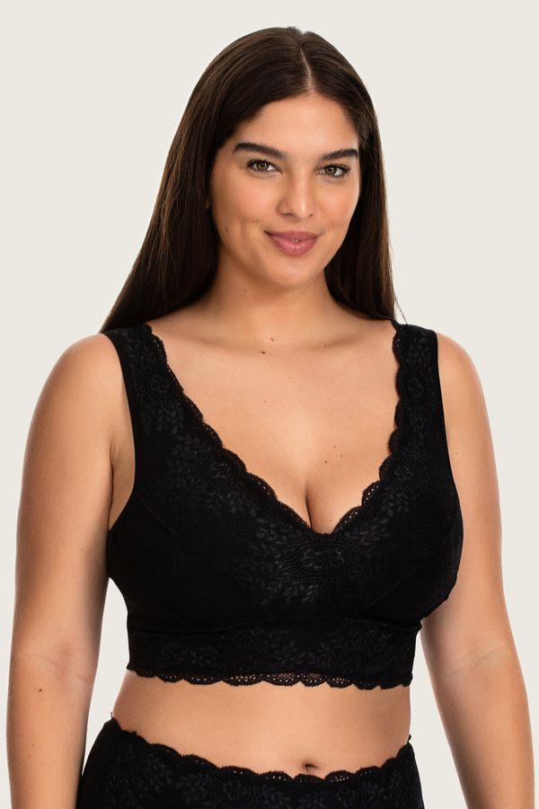 Top Plus Power Renda Preto Preto - M